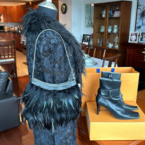 Black Crow Bird Feather Evening Gothic Shoulder Handbag - Picture 9 of 10